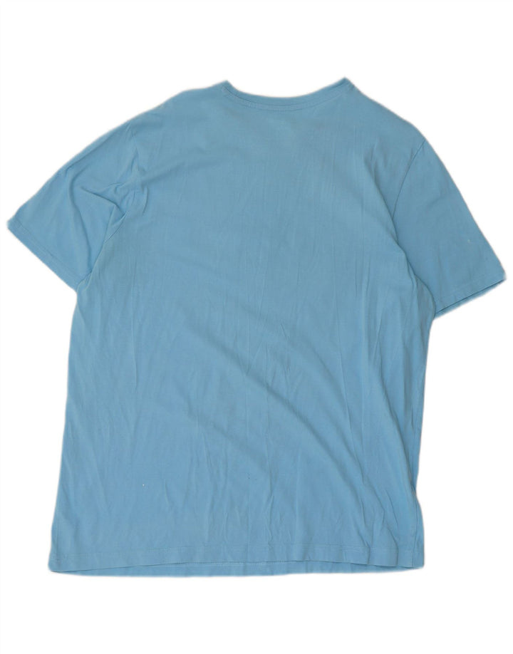 Penguin Mens Graphic T-Shirt Top Large Blue Cotton