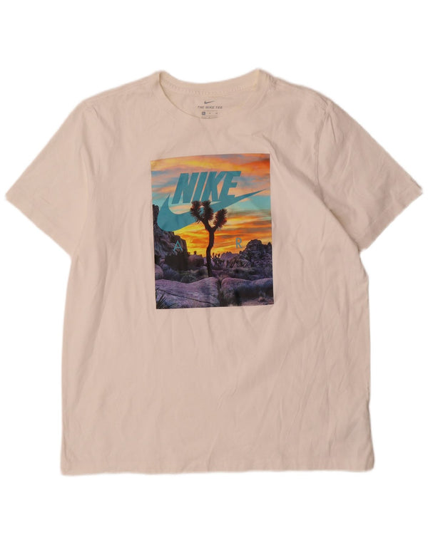 T-shirt grafica da uomo Nike Top XL in cotone bianco