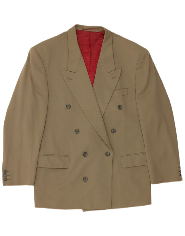 Vintage Damen Zweireiher Blazer Jacke UK 40 Große Khaki Wolle