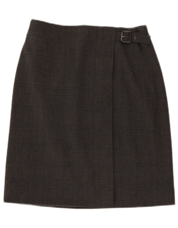Gonna a portafoglio da donna Armani US 6 Media W28 Poliestere a quadri grigio