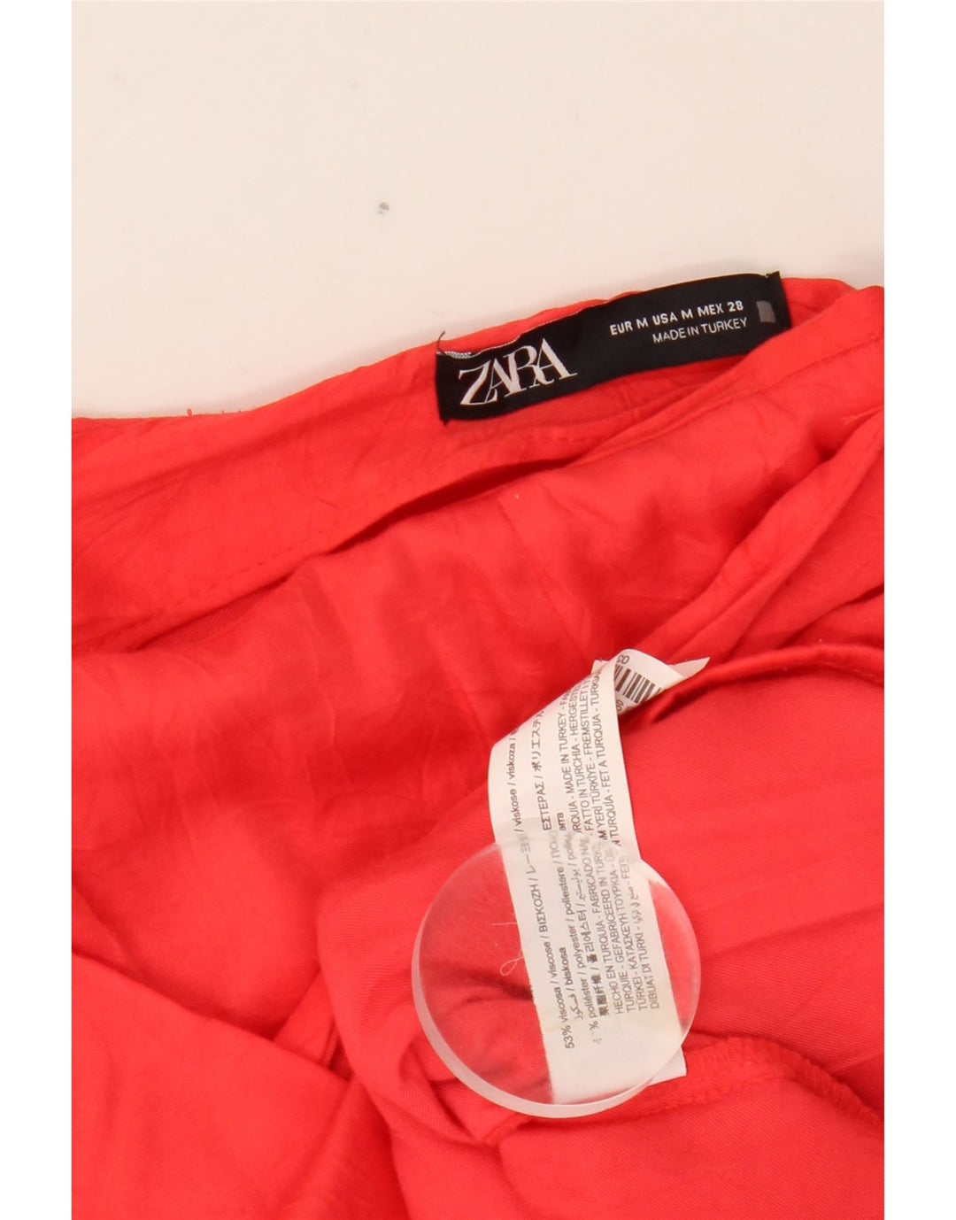Zara Dame Asymmetrisk Mini Nederdel Medium W28 Rød Viscose