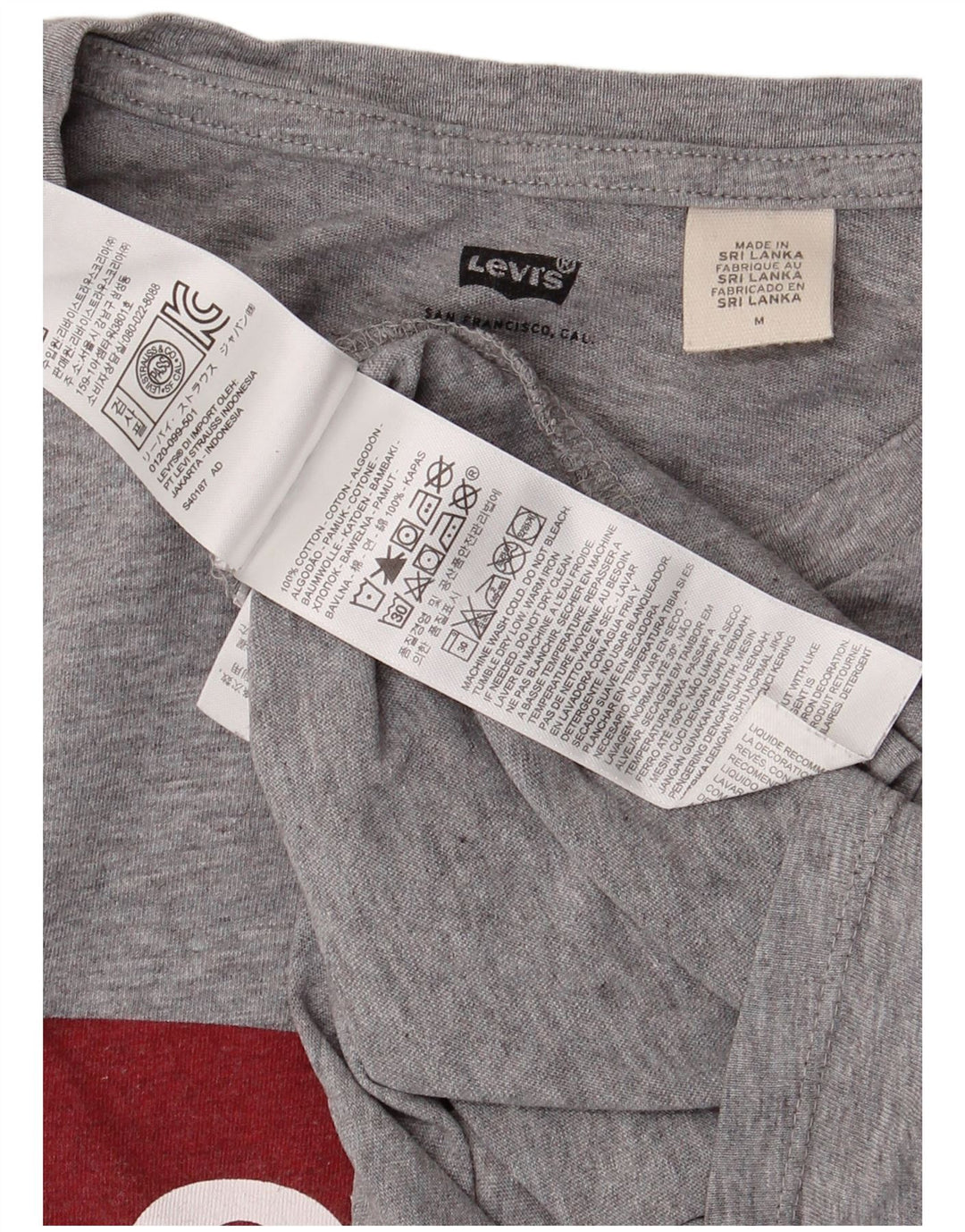 LEVI'S Tee-Shirt Graphique Homme Gris Moyen Moucheté Coton
