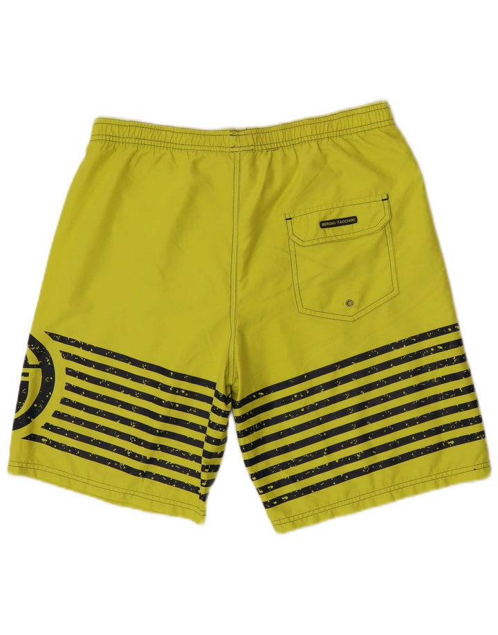 Sergio Tacchini Mens Graphic Swimming Shorts Large  Green Striped Polyester