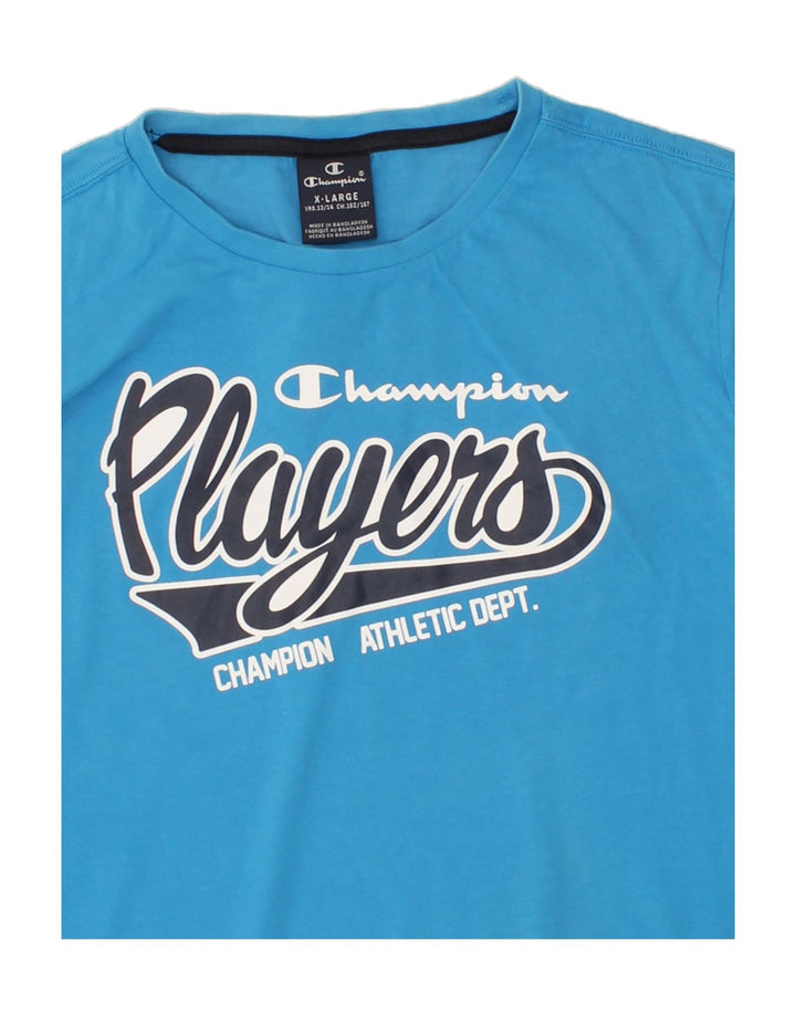 CHAMPION Boys Graphic Top Long Sleeve 13-14 Years Large  Blue Vintage Champion and Second-Hand Champion from Messina Hembry 