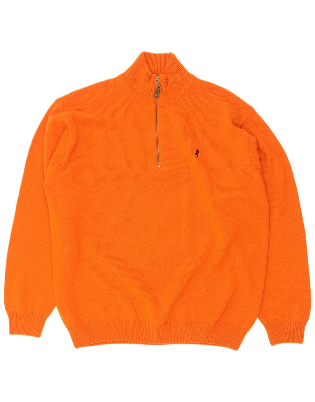Marlboro Classics Mens Zip Neck Jumper Sweater 2XL Orange Wool
