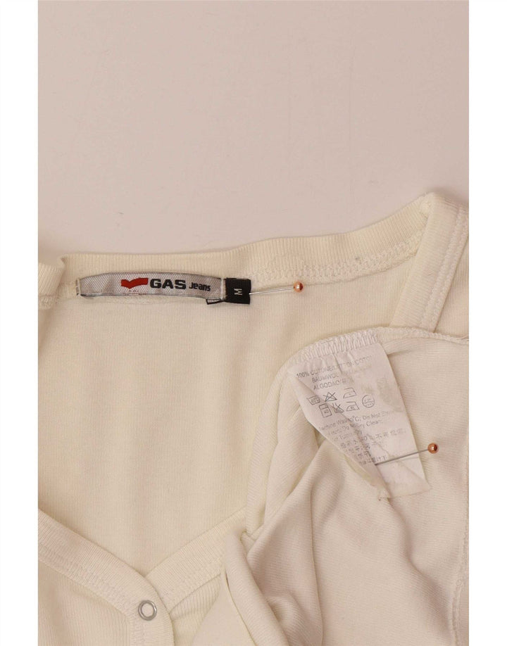 Maglia da donna Gas a maniche lunghe UK 12 medio cotone bianco sporco