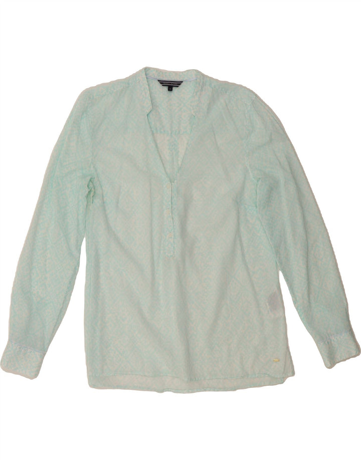 TOMMY HILFIGER Womens Pullover Shirt Blouse US 10 Large Blue Geometric Vintage Tommy Hilfiger and Second-Hand Tommy Hilfiger from Messina Hembry 