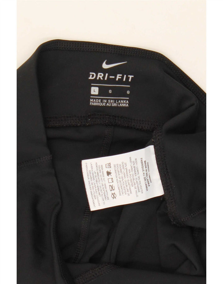 Nike Womens Dri Fit Capri Leggings UK 16 Large  Black Polyester