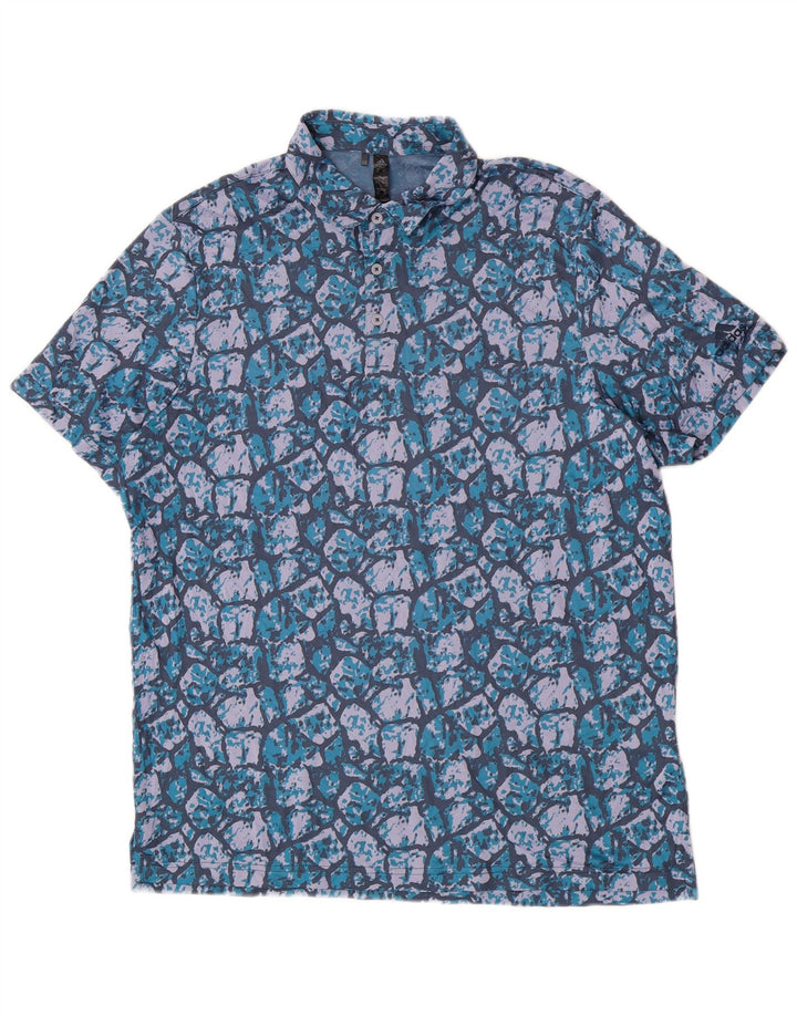 Adidas Herren-Poloshirt mit abstraktem Muster, XL, blau, Polyester