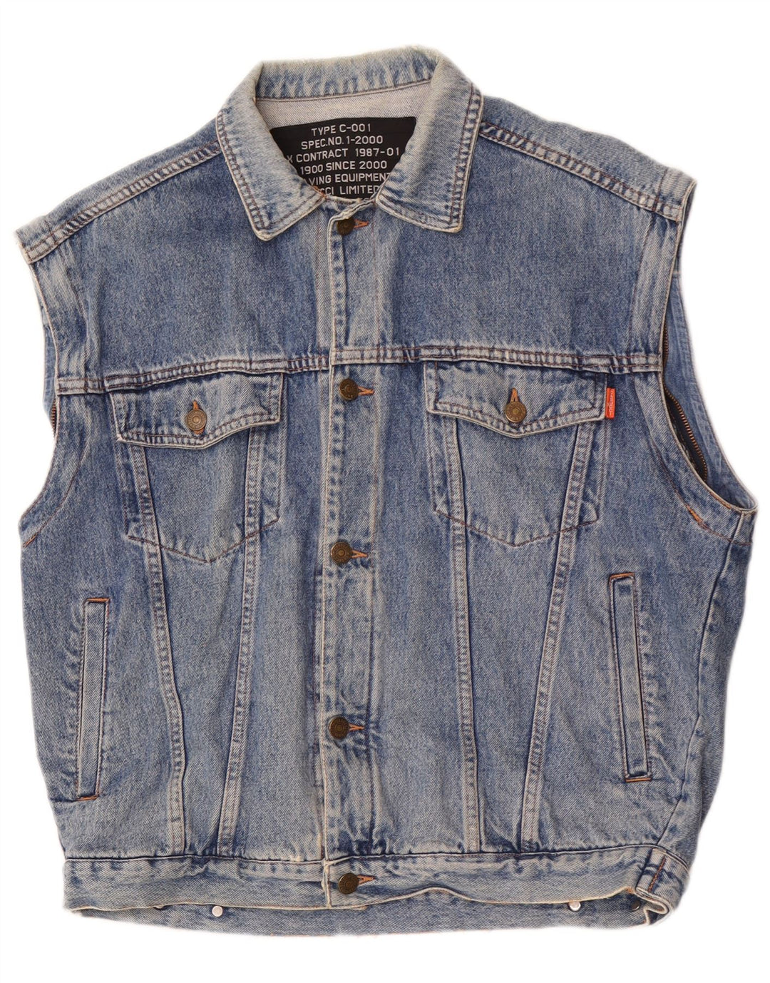 Casucci Mens Denim Gilet UK 40 Large Blue