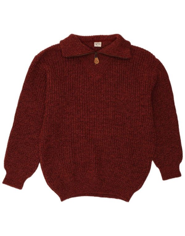 Angelo Litrico Herre Zip Neck Jumper Sweater Medium Burgundy Flecked Acryl