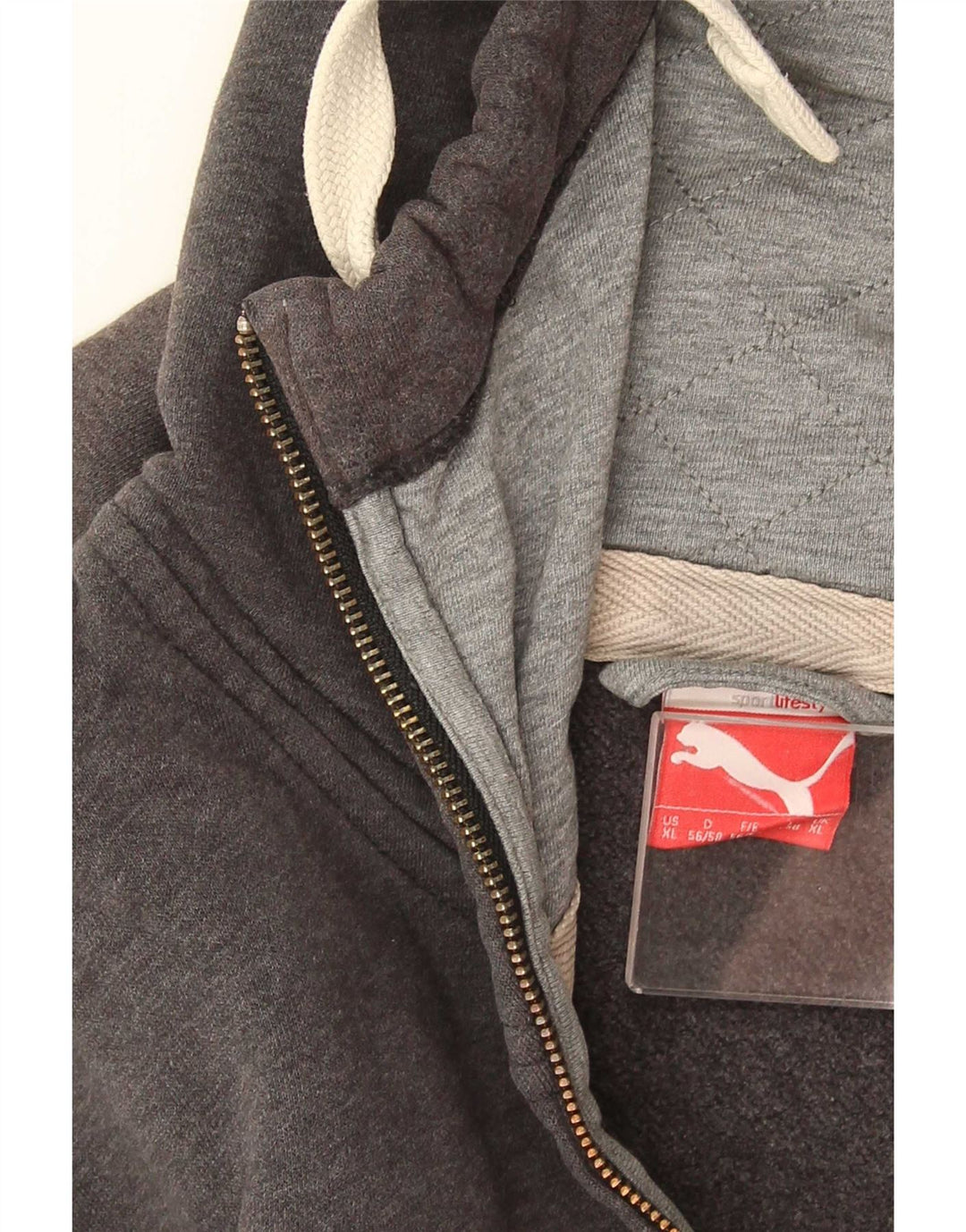 Felpa con cappuccio e zip da uomo Puma XL a quadri grigi