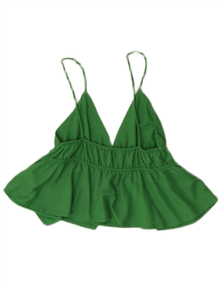 Zara Womens Crop Cami Top UK 8 Small Green Viscose