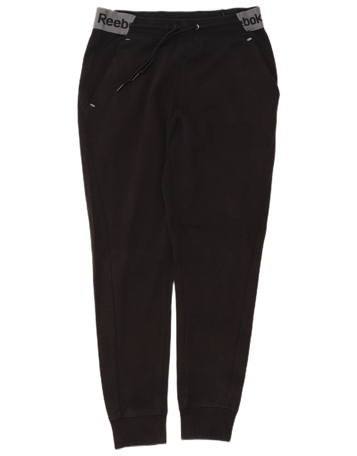 REEBOK Mens Graphic Tracksuit Trousers Joggers Medium Black Colourblock