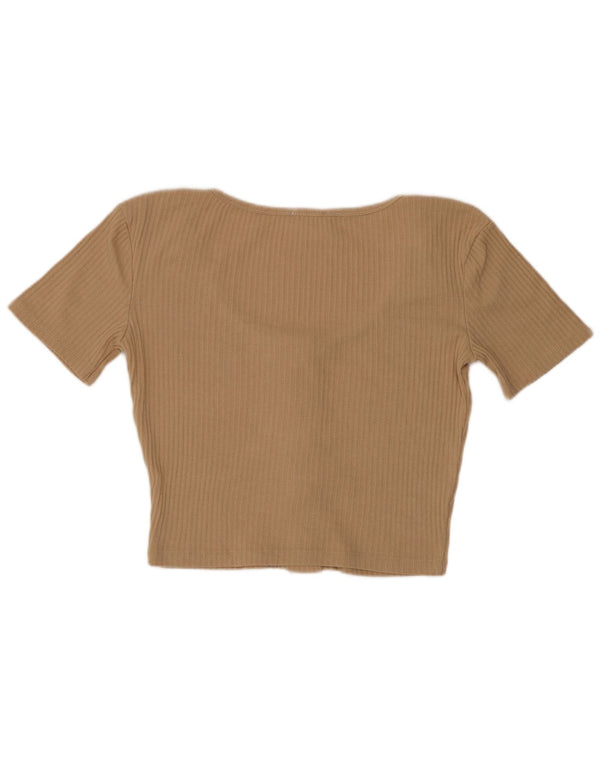 Zara Damen Trafaluc Crop Cardigan Top UK 12 Medium Beige