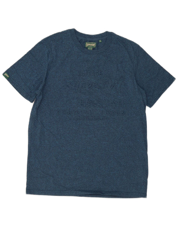 Superdry Mens Graphic T-Shirt Top Large Blue Flecked