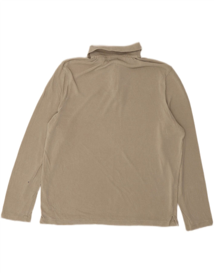 Zara Mens Long Sleeve Polo Shirt Medium Grey