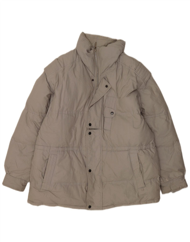 Vintage Mens Padded Jacket UK 44 2XL Grey Cotton