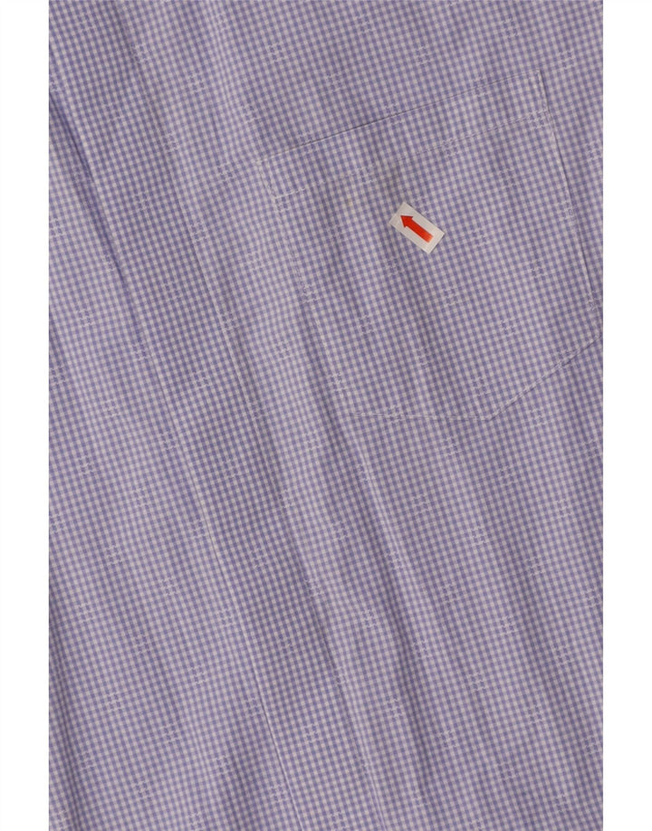 CALVIN KLEIN Mens Short Sleeve Shirt Medium Purple Gingham Cotton
