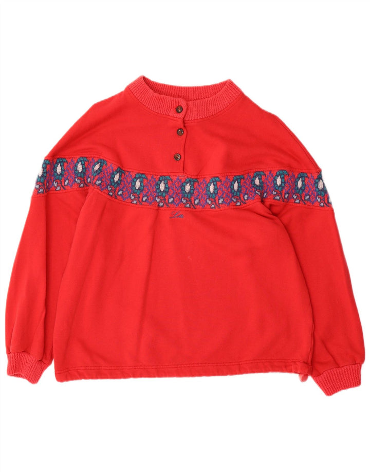 LOTTO Womens Oversized Sweatshirt Jumper UK 14 Medium Red Fair Isle