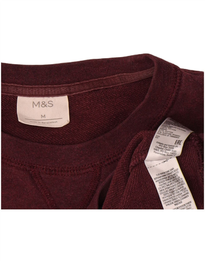 Marks & Spencer Womens Sweatshirt Jumper UK 14 Medium Burgundy Cotton