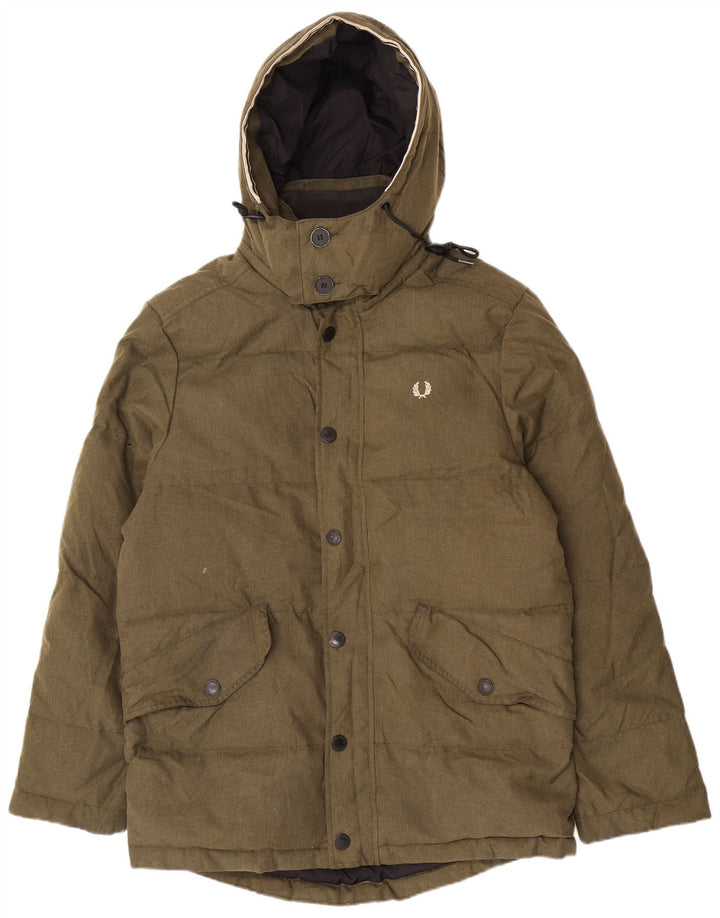 Giacca imbottita con cappuccio da uomo Fred Perry UK 38 media kaki
