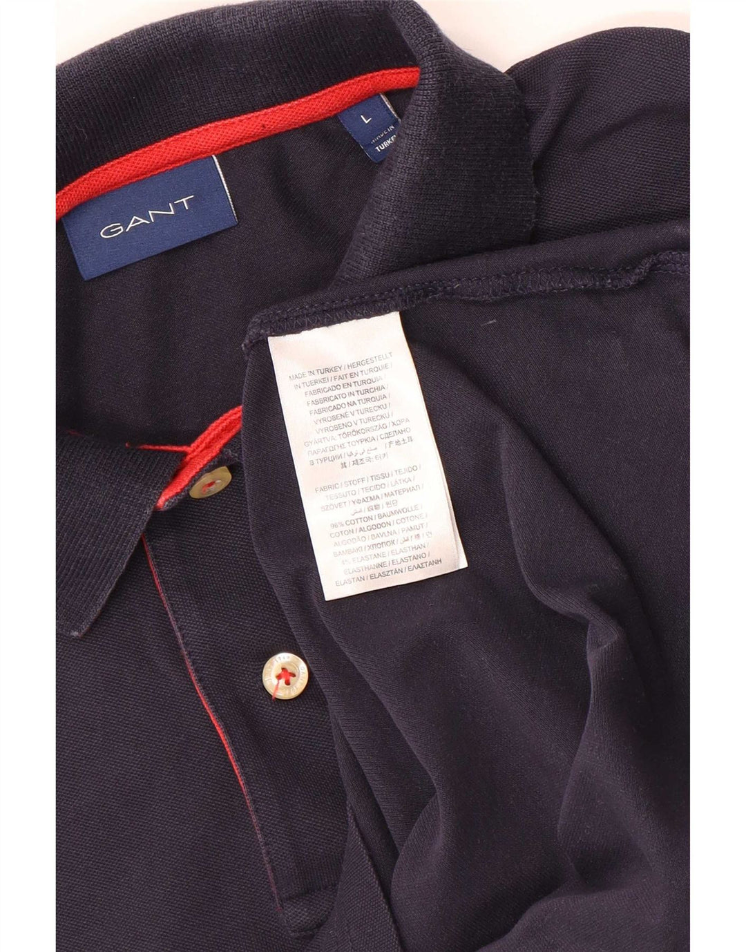 Gant Mens Polo Shirt Large Navy Blue Cotton