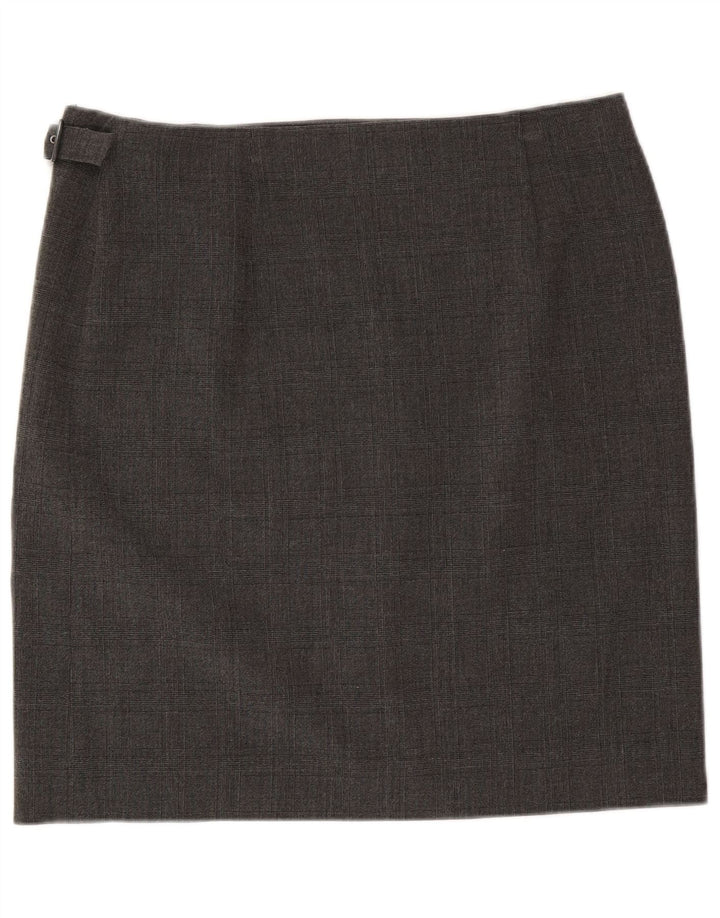 Armani Jeans Womens Wrap Skirt US 12 Large W34  Grey Check Polyester