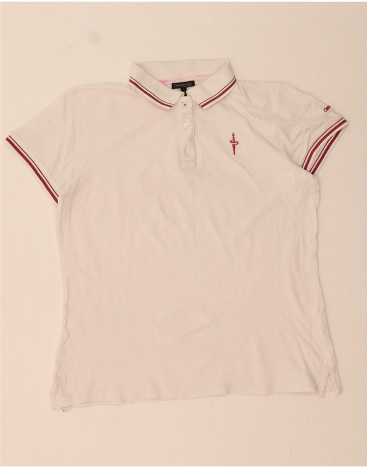 CESARE PACIOTTI Womens Polo Shirt UK 14 Medium White Cotton Vintage Cesare Paciotti and Second-Hand Cesare Paciotti from Messina Hembry 