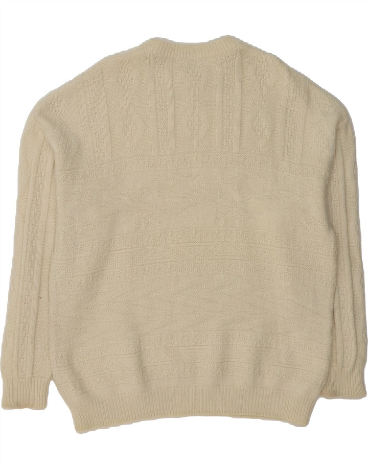 STEFANEL Mens Crew Neck Jumper Sweater XL Beige Wool Vintage Stefanel and Second-Hand Stefanel from Messina Hembry 