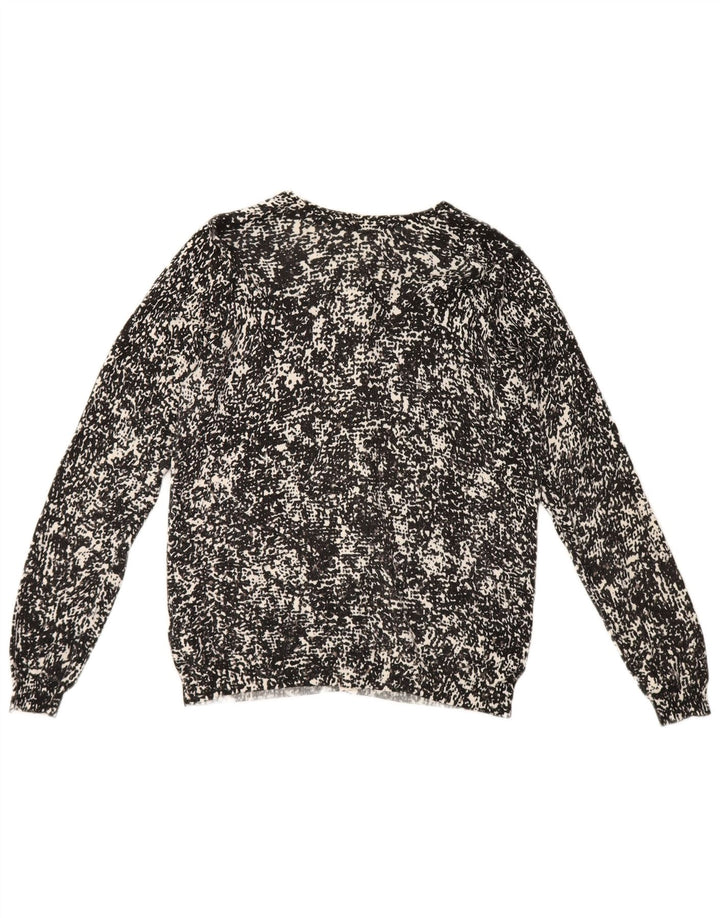 Marks & Spencer Womens Abstract Pattern Cardigan Sweater UK 16 Large Black