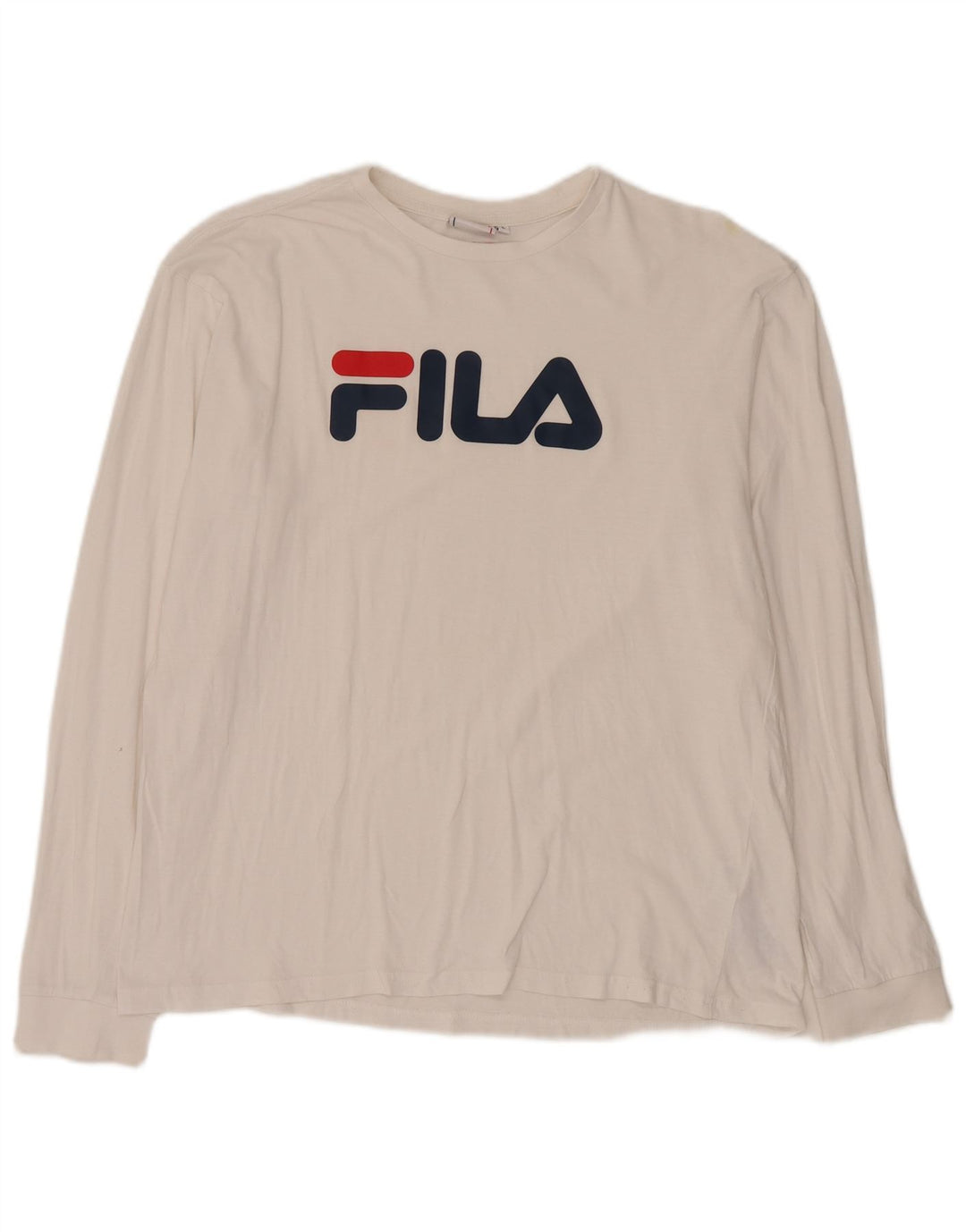 Fila Mens Graphic Top Manga Larga Grande Algodón Blanco