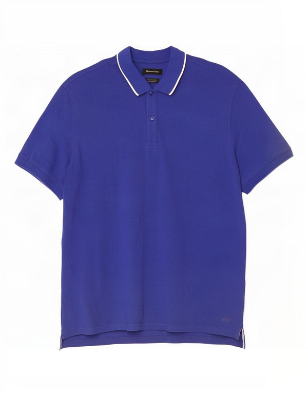 Massimo Dutti Herren Poloshirt 2XL Blau Baumwolle