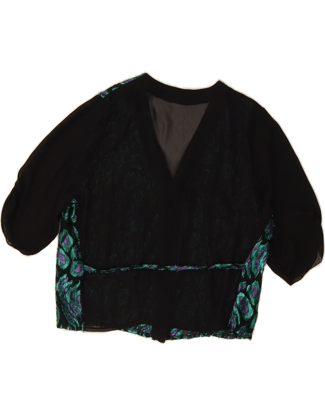 VINTAGE Womens Abstract Pattern Blouse Top UK 14 Medium Black Vintage Vintage and Second-Hand Vintage from Messina Hembry 