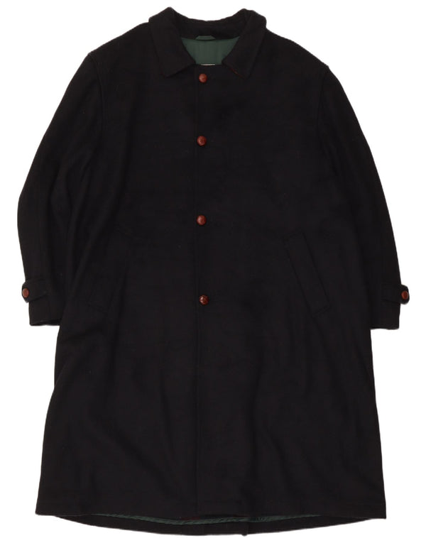 ETON BLUES Mens Overcoat IT 54 2XL Navy Blue Wool