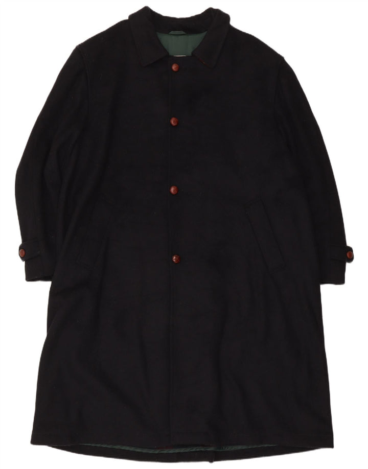 ETON BLUES Mens Overcoat IT 54 2XL Navy Blue Wool
