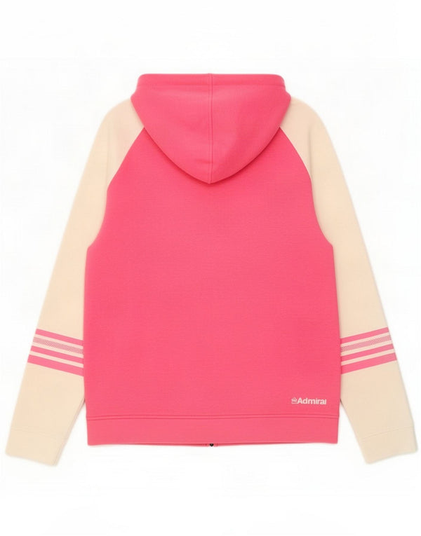 Admiral Womens Zip Hoodie Sweater UK 16 Large Pink Colourblock Cotton