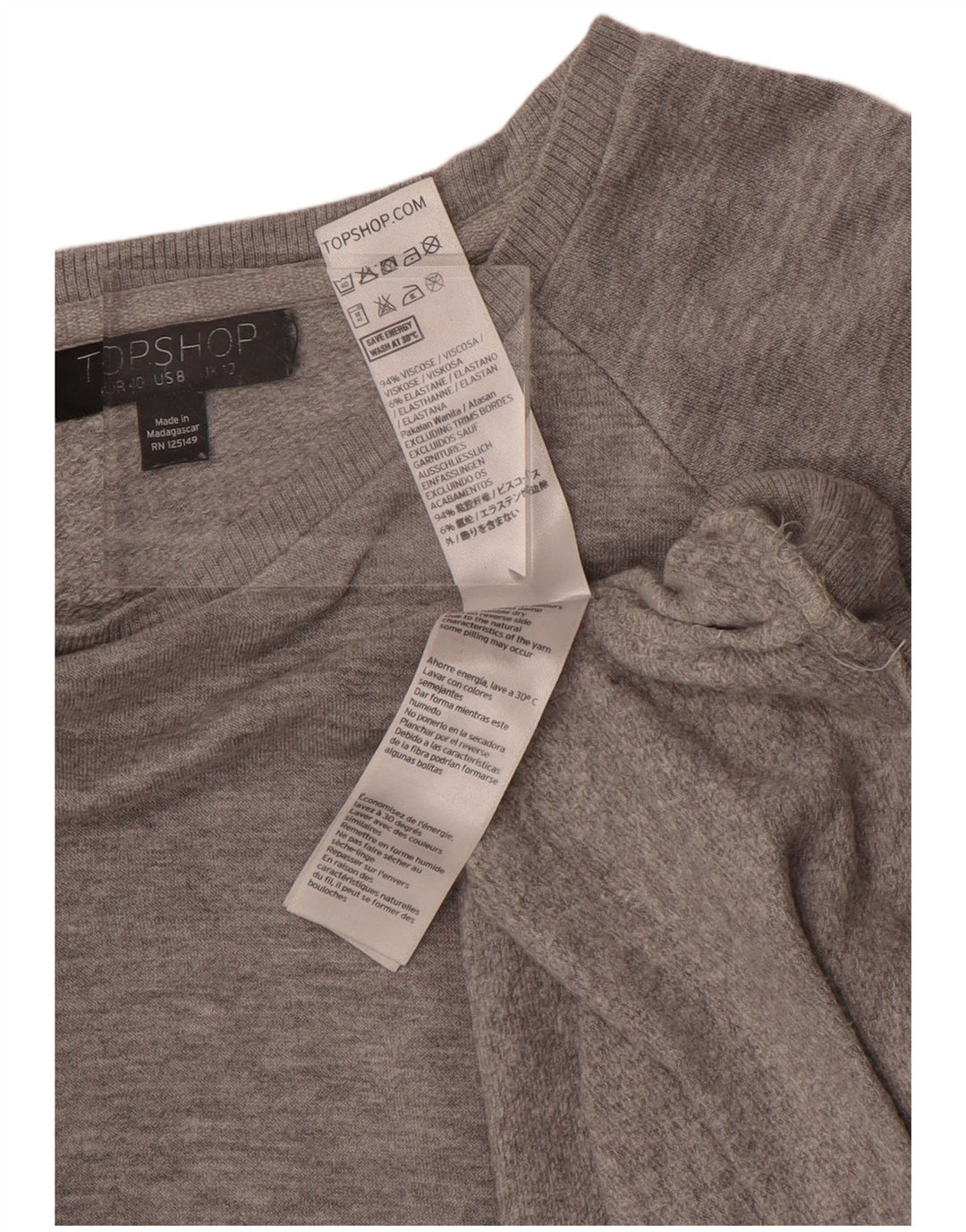 Damski sweter oversize Topshop UK 12, średnioszary, wiskoza
