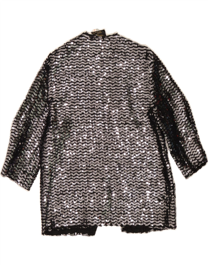 VINTAGE Womens Cardigan Top UK 14 Medium Silver Acetate Vintage Vintage and Second-Hand Vintage from Messina Hembry 