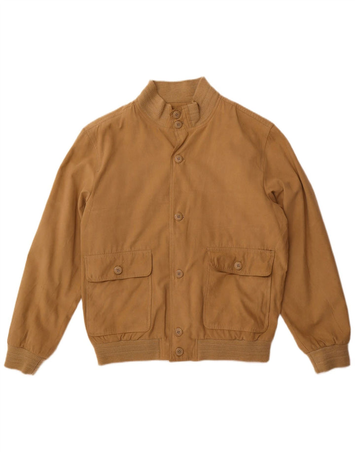 Vintage Mens Bomber Jacket UK 38 Medium Beige Polyester