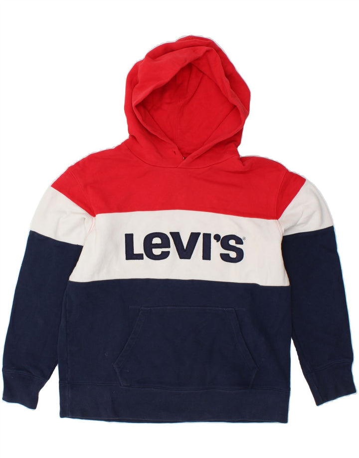 LEVI'S Womens Graphic Hoodie Jumper UK 14 Medium Multicoloured Colourblock Vintage Levi's and Second-Hand Levi's from Messina Hembry 