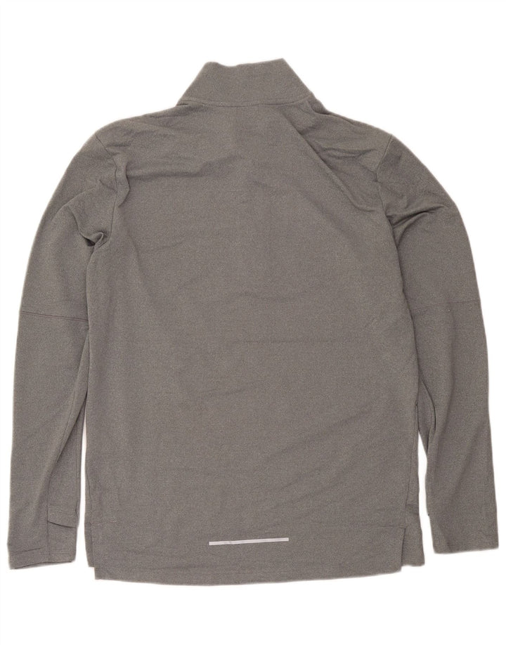 Nike Mens Dri Fit Zip Neck Top Long Sleeve Medium Grey Polyester