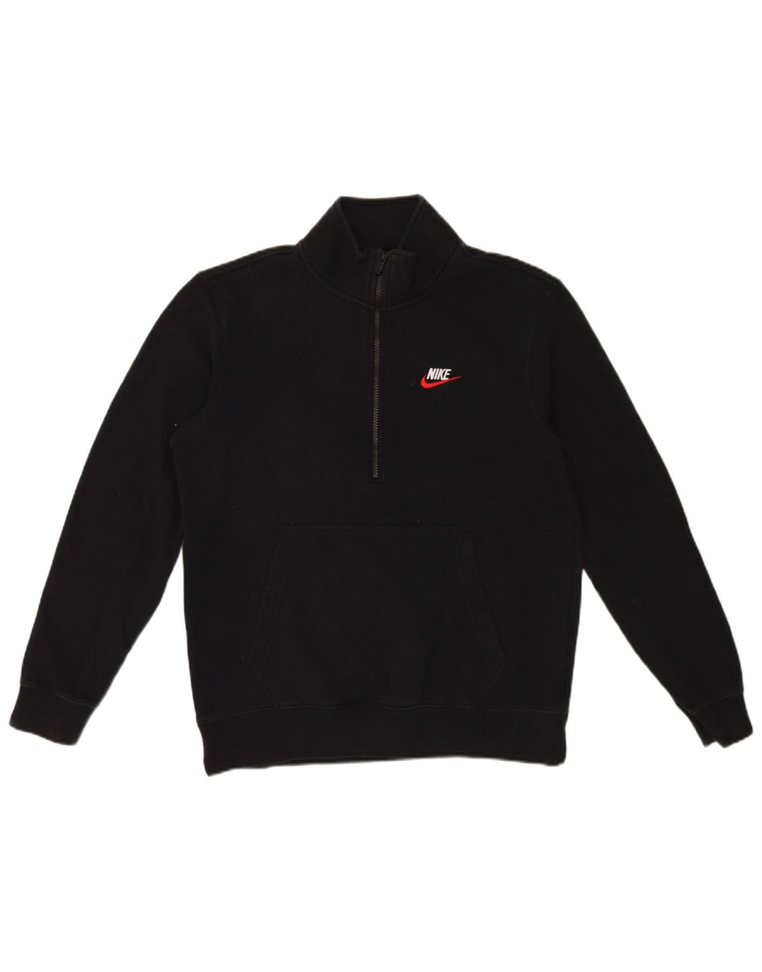 Nike Mens Zip Neck Sweatshirt Jumper Medium Black Cotton