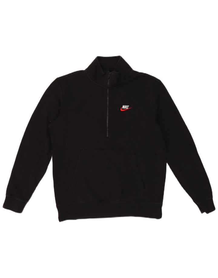 Nike Mens Zip Neck Sweatshirt Jumper Medium Black Cotton