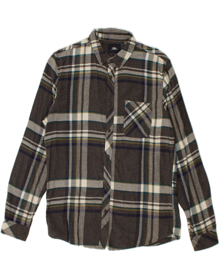 CLOCK HOUSE Mens Shirt Large Grey Check Cotton Vintage CLOCK HOUSE and Second-Hand CLOCK HOUSE from Messina Hembry 
