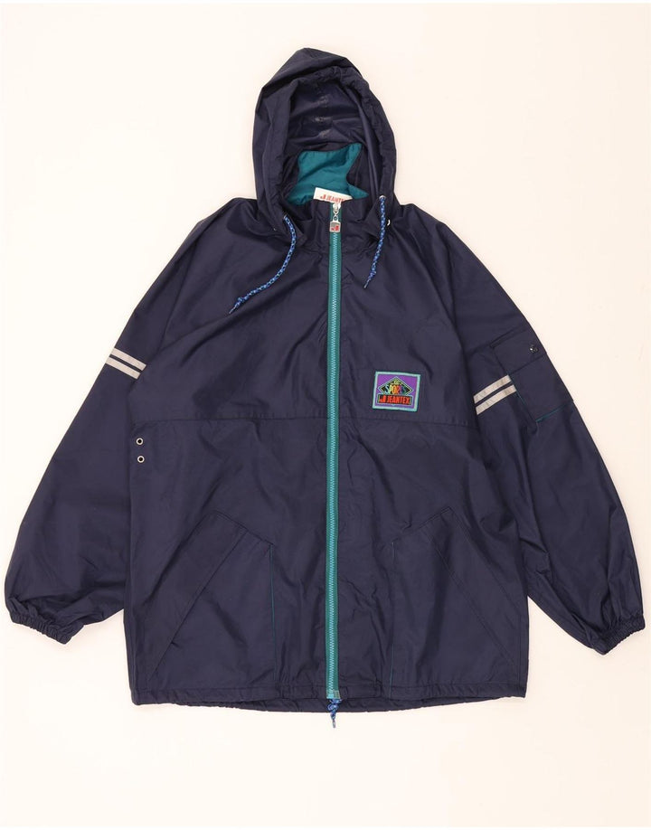 J JEANTEX Mens Hooded Rain Jacket UK 36/38 Medium Navy Blue Polyamide Vintage J Jeantex and Second-Hand J Jeantex from Messina Hembry 