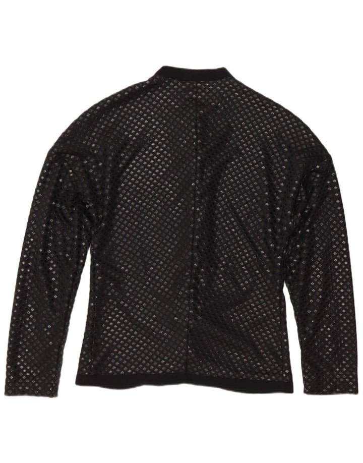 Vintage Womens Shirt Blouse UK 12 Medium Black Geometric Polyamide