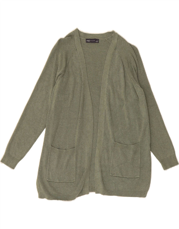 MARKS & SPENCER Womens Open Cardigan Sweater UK 14 Medium Green Viscose Vintage Marks & Spencer and Second-Hand Marks & Spencer from Messina Hembry 