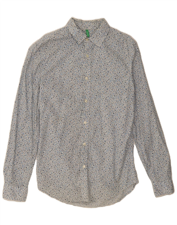 BENETTON Mens Shirt Medium Blue Floral Cotton Vintage Benetton and Second-Hand Benetton from Messina Hembry 