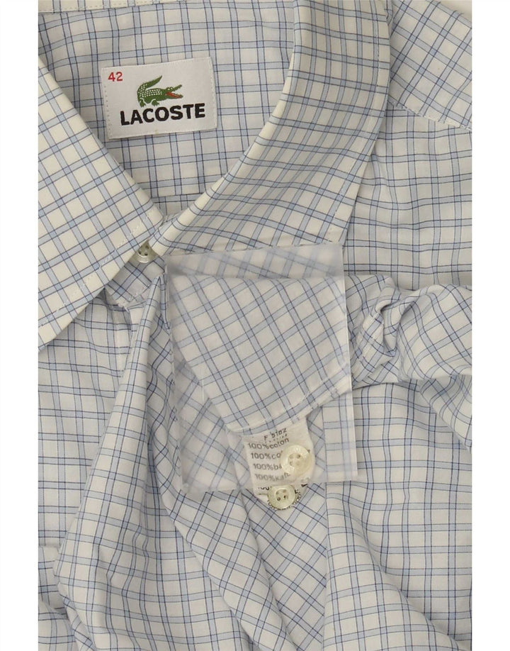 Lacoste Mens Shirt Size 42 Large Blue Check Cotton